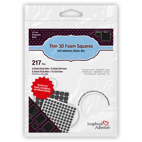 3D Foam Squares - Thin Black