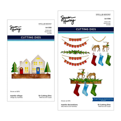 Mantle Village and Decorations Etched Dies Bundle from the Timeless Trees Collection by Simon Hurley