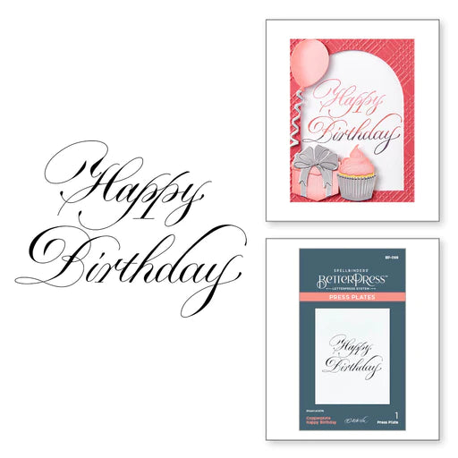 Plaque de presse Copperplate Happy Birthday de la collection Copperplate Everyday Sentiments par Paul Antonio