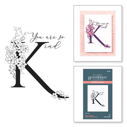 Assiette de presse Floral K et Sentiment de la collection Every Occasion Floral Alphabet