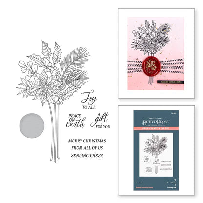 Sealed Poinsettia Stems Press Plate & Die Set from the Sealed 3D Christmas Collection