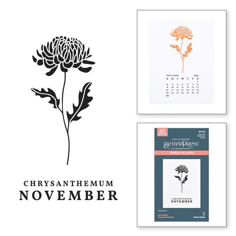 November Chrysanthemum Press Plates from the Florals Through the Year Collection