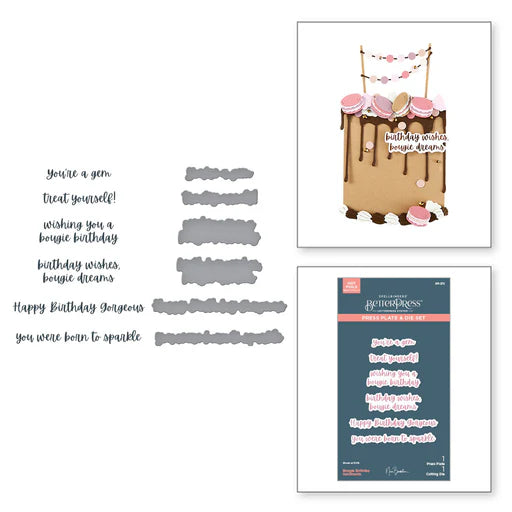 Bougie Birthday Sentiments Press Plate & Die Set from the Bougie Birthday Collection by Nina Boettcher