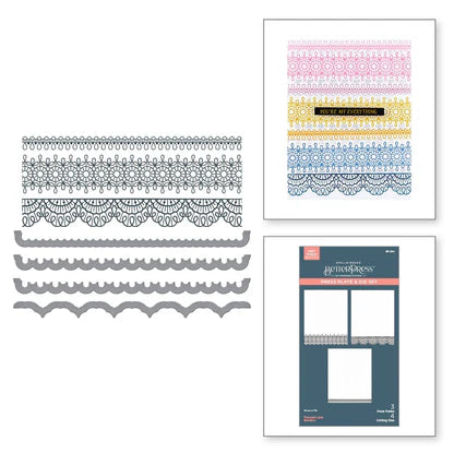 Pressed Lace Borders Press Plate & Die Set from the Vivid Expressions Collection