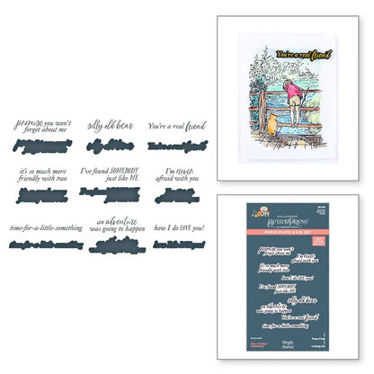 Silly Old Bear Sentiments Press Plate & Die Set from the Say Cheese Classic Pooh Collection in Collaboration with Simple Stories