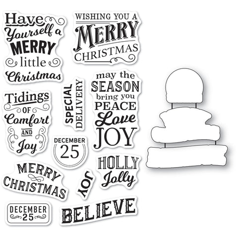 Be Merry clear stamp and die set