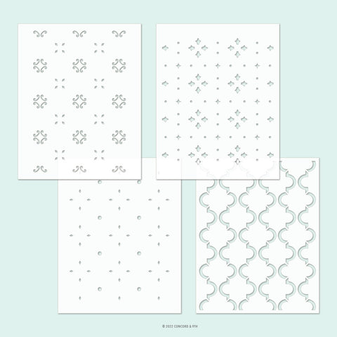 Cottage Charm Stencil Pack (4 qty; 4.75 x 6)