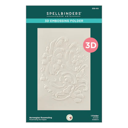 Norwegian Rosemaling 3D Embossing Folder from the Winter's Grace Garden Collection by Susan Tierney-Cockburn