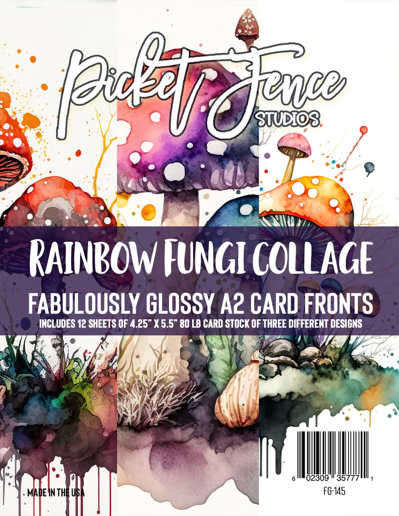 Fabulously Glossy A2 Card Fronts (12 pk)-Rainbow Fungi Collage