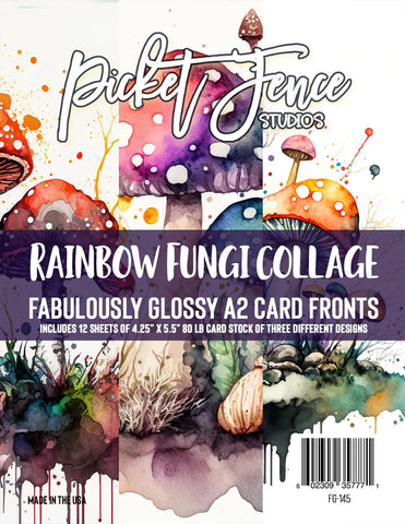 Fabulously Glossy A2 Card Fronts (12 pk)-Rainbow Fungi Collage