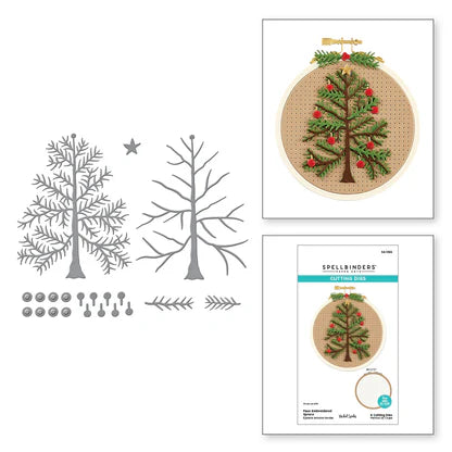 Faux Embroidered Spruce Etched Dies from the Nichol's Needlework Collection by Nichol Spohr