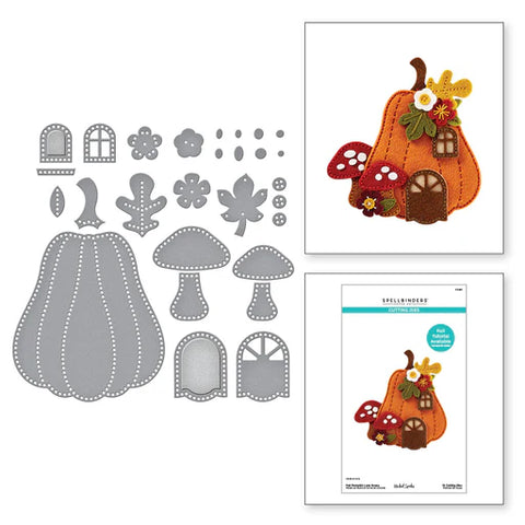 Felt Pumpkin Lane House Etched Dies from the Felt Stitch & Create Collection by Nicole Spohr