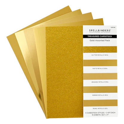 Gold Assortment Treasured Cardstock  8 1/2" x 11 -15 Pack