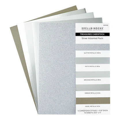 Silver Assortment Treasured Cardstock  8 1/2" x 11 -15 Pack