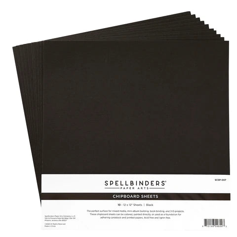 Black Chipboard Sheets - 12 x 12" from the Storytellbing by Spellbinders Collection