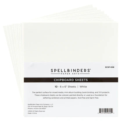 White Chipboard Sheets - 6 x 6" from the Storytellbing by Spellbinders Collection