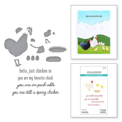 Spring Chicken Clear Stamp & Die Set from the On the Farm Collection