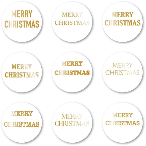 Merry Christmas Foil Greetings White Circle Tabs