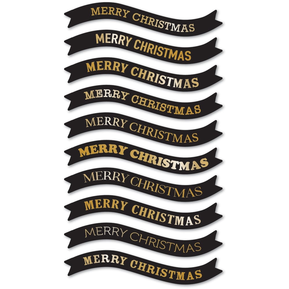 Merry Christmas Foil Banners Black Tabs