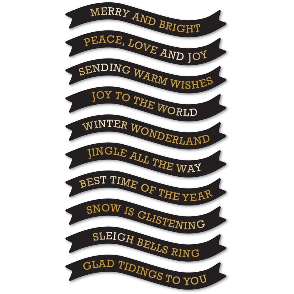 Merry and Bright Foil Banners Black Tabs