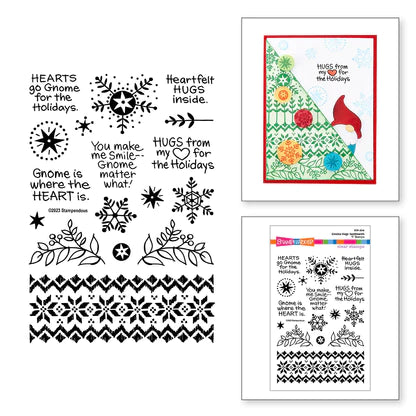 Stampendous Gnome Hugs Sentiments Lot de tampons transparents de la collection Holiday Hugs