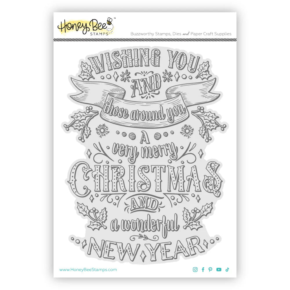 Very Merry Christmas Rubber Cling Background 5x6 Stamp Set