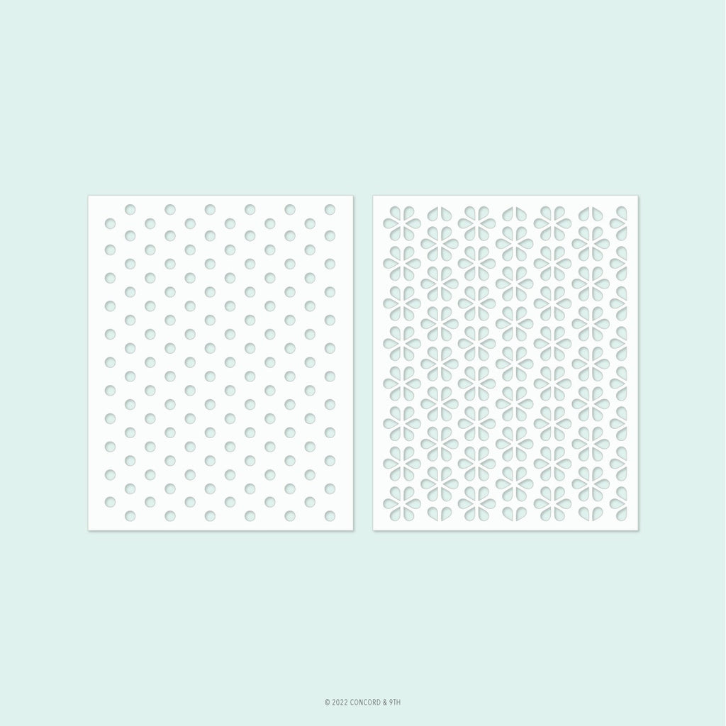 Dots & Blossoms Stencil Pack  (2 qty; 4.75 x 6)