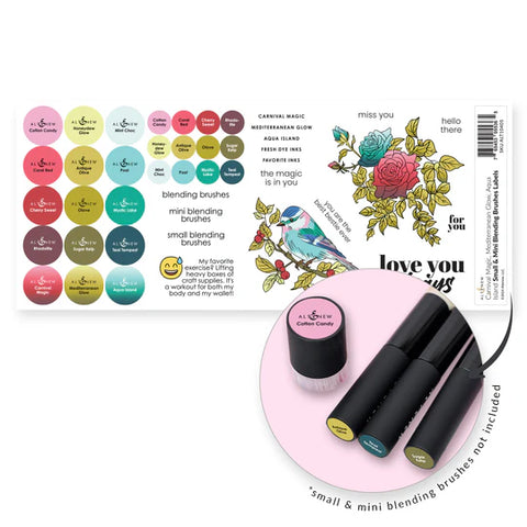 Small & Mini Blending Brushes Label Set - Carnival Magic, Mediterranean Glow, Aqua Island