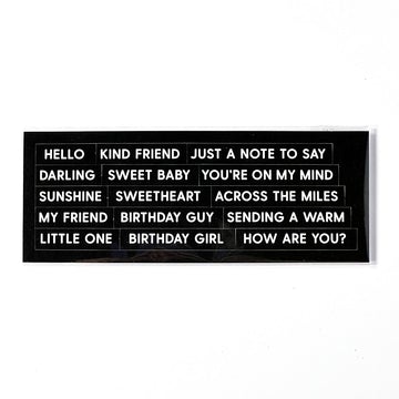 Subsentiments Hello Diecut Sheet - Black/White