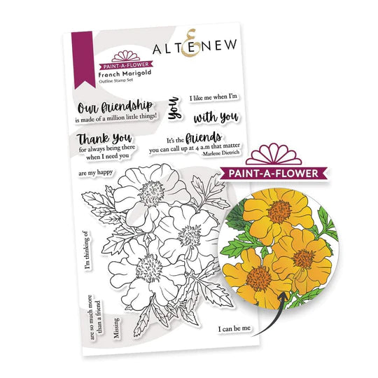 Paint-A-Flower: French Marigold Outline Stamp Set